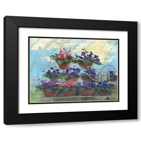 Violets Black Modern Wood Framed Art Print with Double Matting by Rowan, Carol