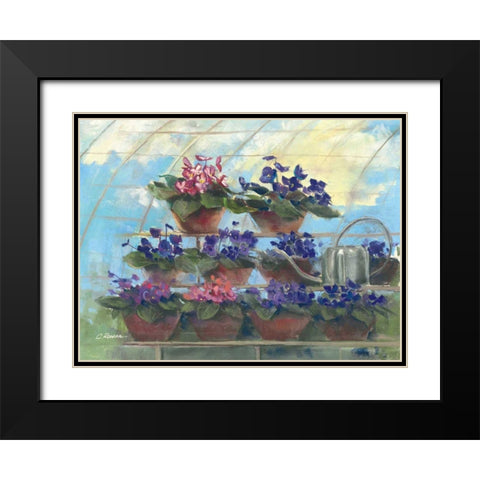 Violets Black Modern Wood Framed Art Print with Double Matting by Rowan, Carol