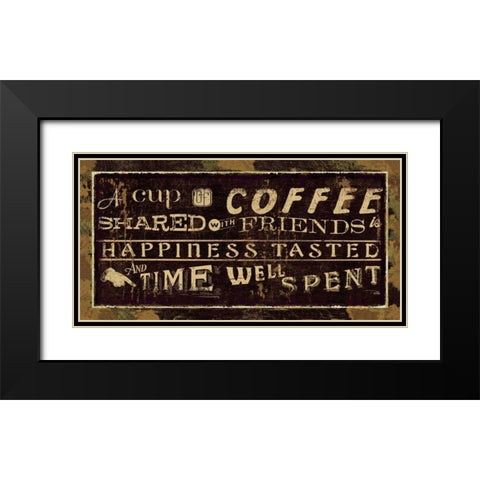 Coffee Quotes III Black Modern Wood Framed Art Print with Double Matting by Pela Studio