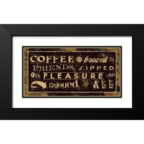 Coffee Quotes IV Black Modern Wood Framed Art Print with Double Matting by Pela Studio