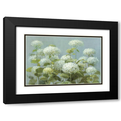 White Hydrangea Garden Black Modern Wood Framed Art Print with Double Matting by Nai, Danhui