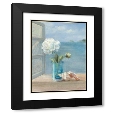 Coastal Florals I Black Modern Wood Framed Art Print with Double Matting by Nai, Danhui