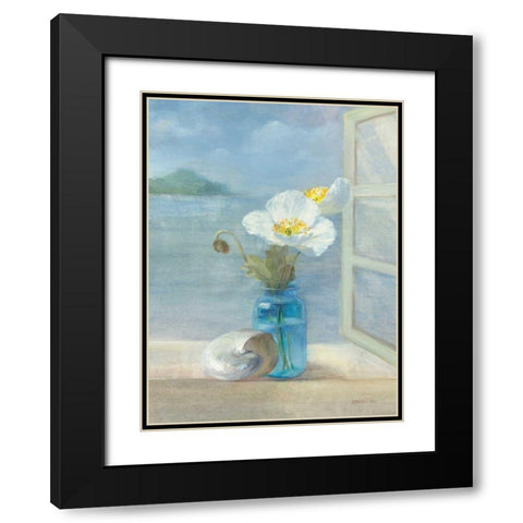 Coastal Florals II Black Modern Wood Framed Art Print with Double Matting by Nai, Danhui