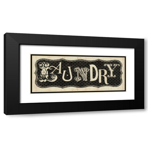 Room Signs I - Laundry Black Modern Wood Framed Art Print with Double Matting by Pela Studio