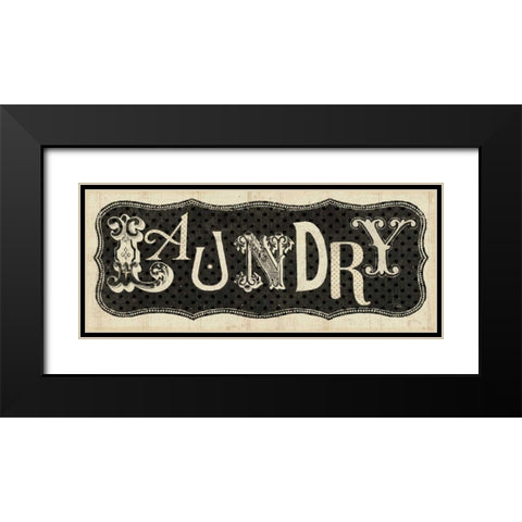Room Signs I - Laundry Black Modern Wood Framed Art Print with Double Matting by Pela Studio