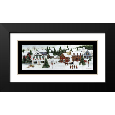 Christmas Valley Village Black Modern Wood Framed Art Print with Double Matting by Brown, David Carter