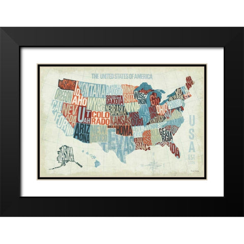 USA Modern Blue Black Modern Wood Framed Art Print with Double Matting by Mullan, Michael