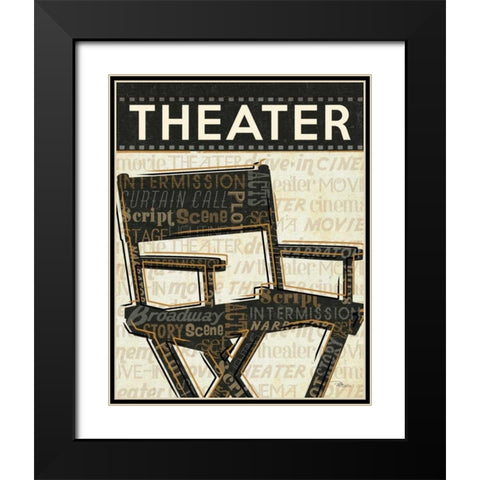 Cinema III Black Modern Wood Framed Art Print with Double Matting by Pela Studio
