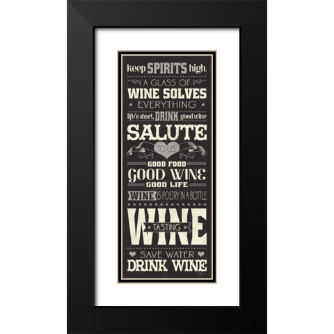 Wine Lovers II Black Modern Wood Framed Art Print with Double Matting by Pela Studio