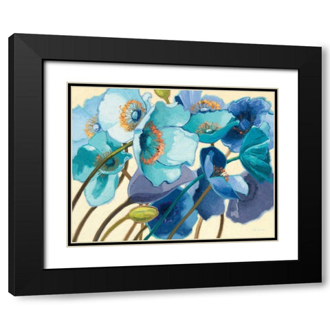Le Pavots Bleu Black Modern Wood Framed Art Print with Double Matting by Novak, Shirley