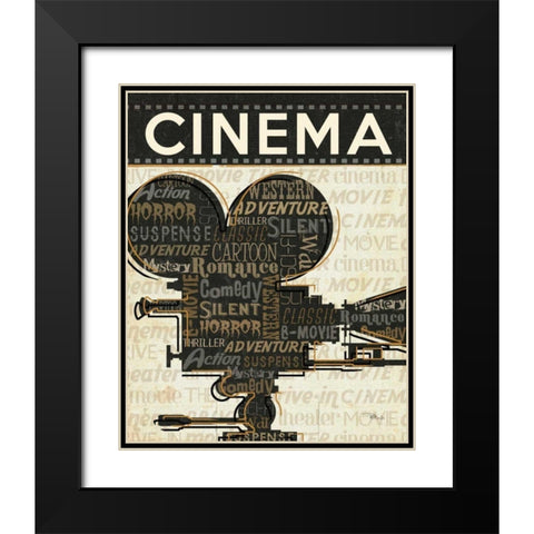 Cinema I Black Modern Wood Framed Art Print with Double Matting by Pela Studio