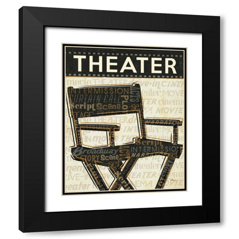 Cinema III Black Modern Wood Framed Art Print with Double Matting by Pela Studio