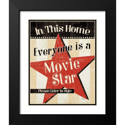 In This Home Everyone is a Star Black Modern Wood Framed Art Print with Double Matting by Pela Studio