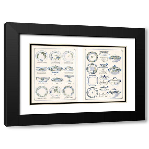 Porcelain Designs Black Modern Wood Framed Art Print with Double Matting by Anonymous