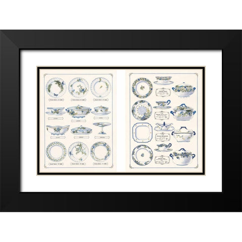 Porcelain Designs Black Modern Wood Framed Art Print with Double Matting by Anonymous