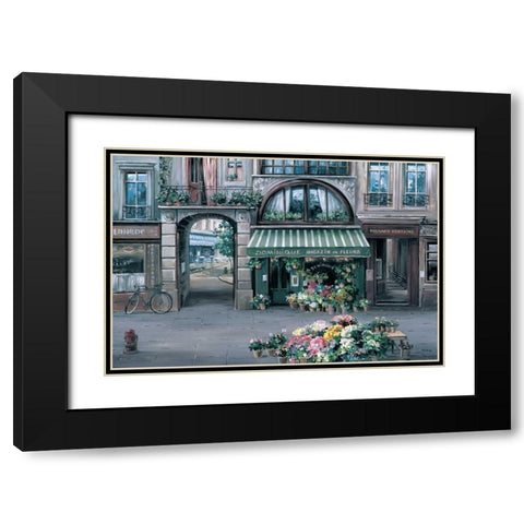 Dominique Fleuriste Black Modern Wood Framed Art Print with Double Matting by St. John, Mark