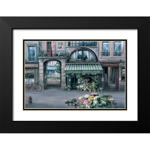 Dominique Fleuriste Black Modern Wood Framed Art Print with Double Matting by St. John, Mark