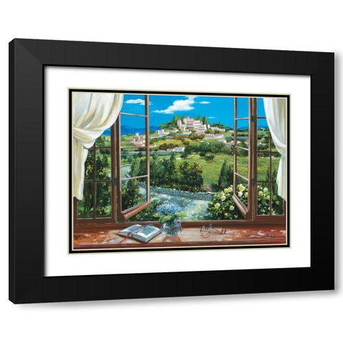 Montecatini View Black Modern Wood Framed Art Print with Double Matting by Lorenzo, Dante