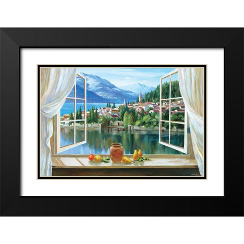 Lago di Fiori Black Modern Wood Framed Art Print with Double Matting by Lorenzo, Dante