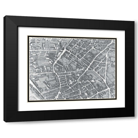 Plan of Paris 1730 - II Black Modern Wood Framed Art Print with Double Matting by Bretez, Louis