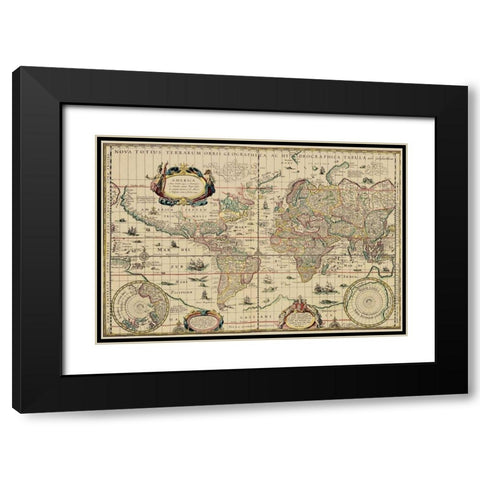 Explorers World 1630 Blau Black Modern Wood Framed Art Print with Double Matting by Jansz, Willem