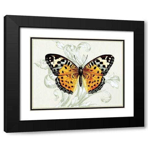 Butterfly Theme IV Black Modern Wood Framed Art Print with Double Matting by Davies, Susan