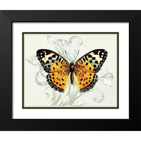Butterfly Theme IV Black Modern Wood Framed Art Print with Double Matting by Davies, Susan
