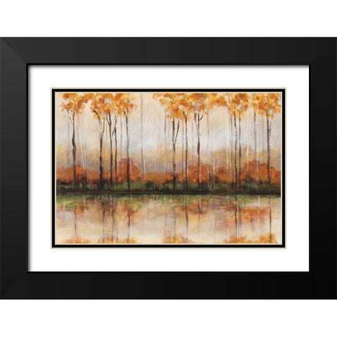 Treeline Black Modern Wood Framed Art Print with Double Matting by King, Michael