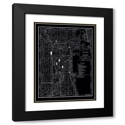 Chicago 1895 Black Modern Wood Framed Art Print with Double Matting by Vintage Map, 1895