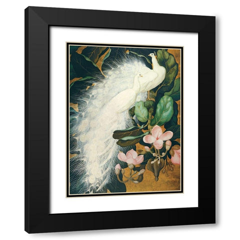 White Peacocks Black Modern Wood Framed Art Print with Double Matting by Botke, Jessie