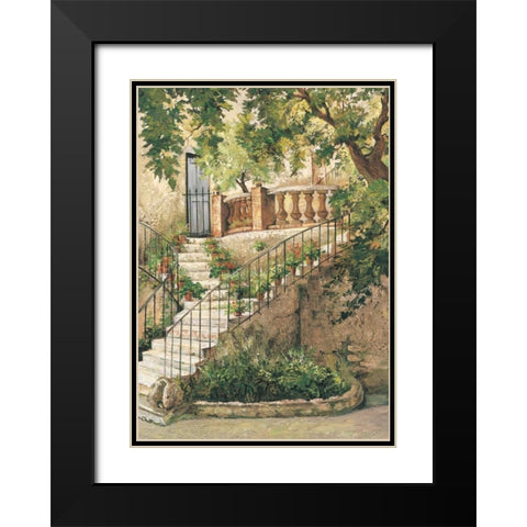 Courtyard in Provence Black Modern Wood Framed Art Print with Double Matting by Duvall, Roger