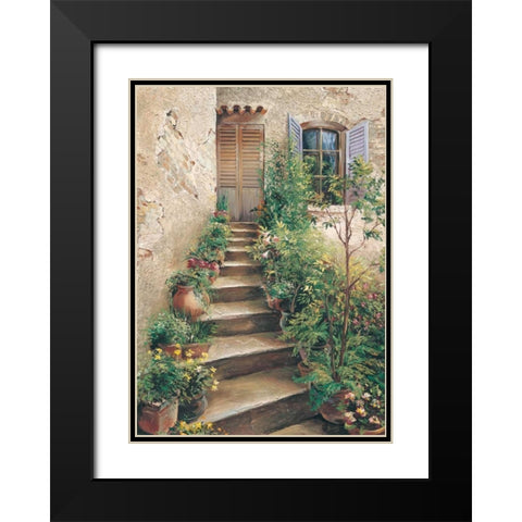 Stairway in Provence Black Modern Wood Framed Art Print with Double Matting by Duvall, Roger