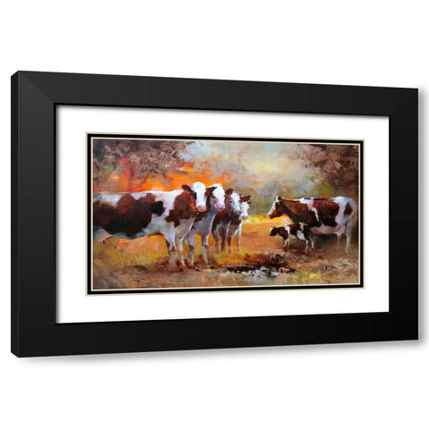 Calf Black Modern Wood Framed Art Print with Double Matting by Haenraets, Willem