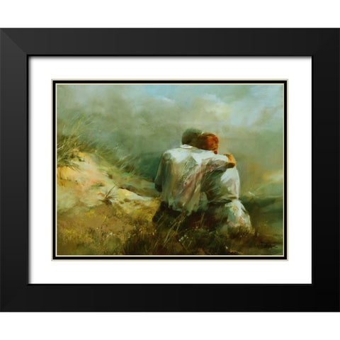 Together Black Modern Wood Framed Art Print with Double Matting by Haenraets, Willem