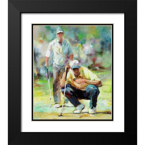 Golfer Black Modern Wood Framed Art Print with Double Matting by Haenraets, Willem