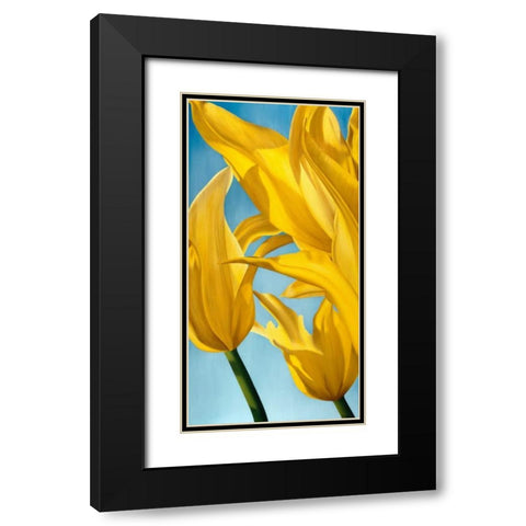 Dancing Yellow Black Modern Wood Framed Art Print with Double Matting by Poelstra-Holzhaus, Yvonne