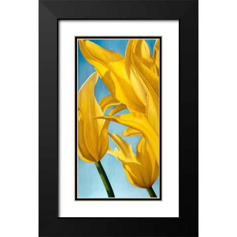 Dancing Yellow Black Modern Wood Framed Art Print with Double Matting by Poelstra-Holzhaus, Yvonne