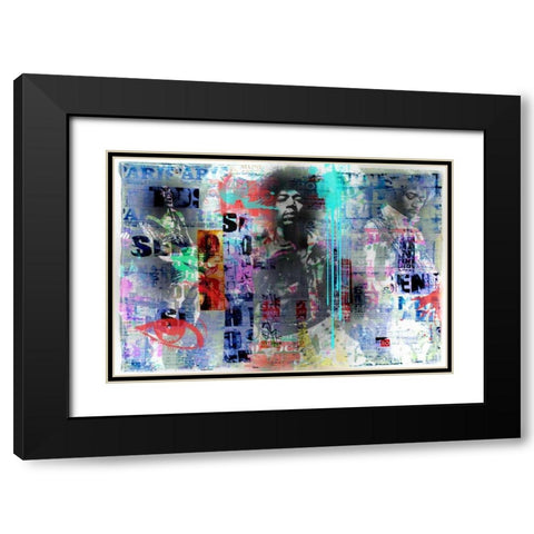 Jimmy Hendrix Black Modern Wood Framed Art Print with Double Matting by Baker, Micha