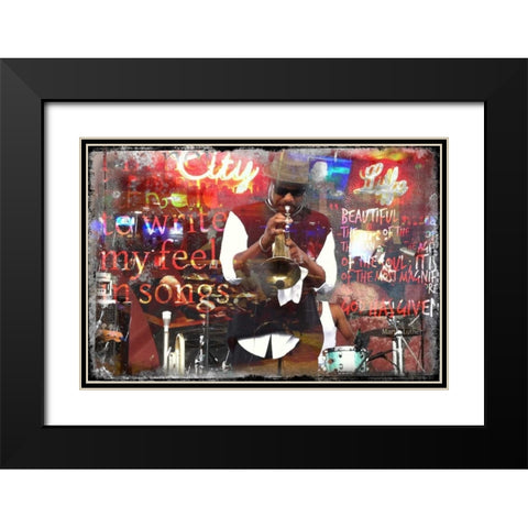 Jazz Black Modern Wood Framed Art Print with Double Matting by Baker, Micha