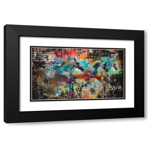 Horses Black Modern Wood Framed Art Print with Double Matting by Baker, Micha