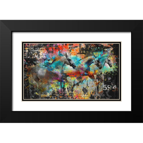 Horses Black Modern Wood Framed Art Print with Double Matting by Baker, Micha