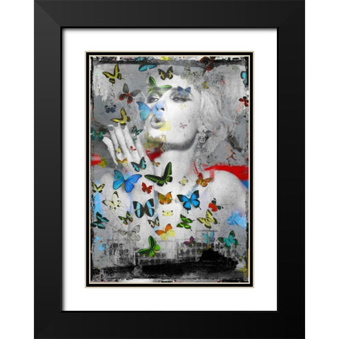 Butterfly Black Modern Wood Framed Art Print with Double Matting by Baker, Micha