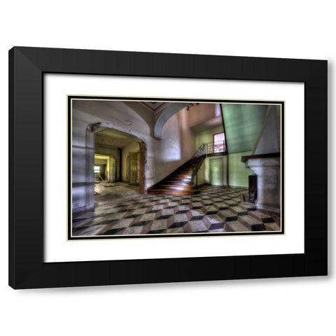 Chateau le chat noir Black Modern Wood Framed Art Print with Double Matting by Sneeuw, Ivo