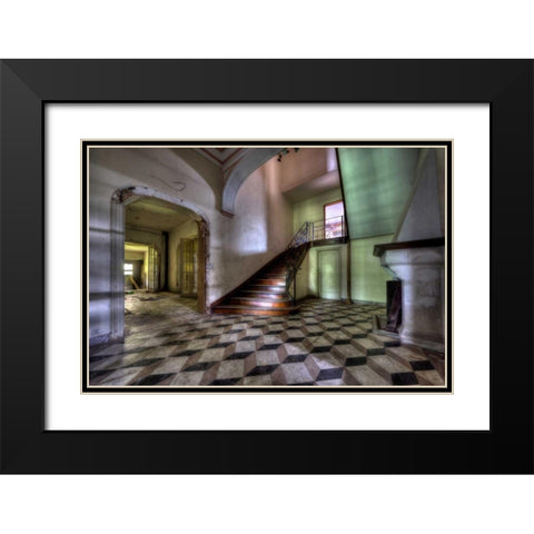 Chateau le chat noir Black Modern Wood Framed Art Print with Double Matting by Sneeuw, Ivo