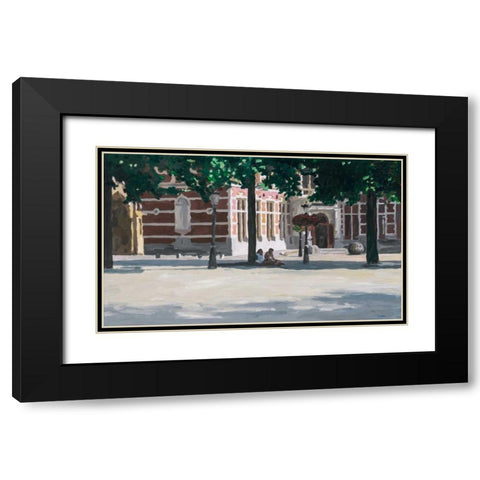 Under the tree Black Modern Wood Framed Art Print with Double Matting by Hofstra,HJ