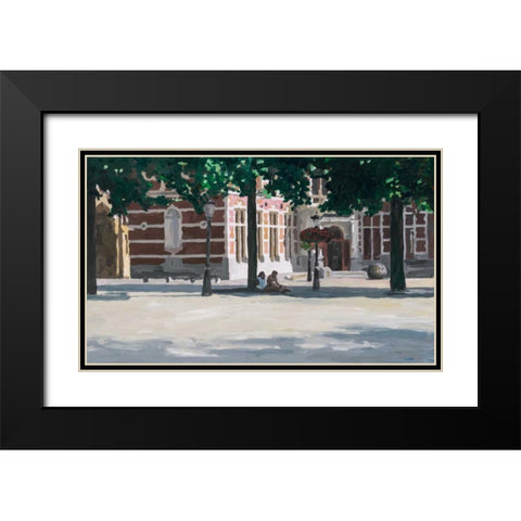 Under the tree Black Modern Wood Framed Art Print with Double Matting by Hofstra,HJ