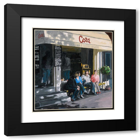 Cora Black Modern Wood Framed Art Print with Double Matting by Hofstra,HJ