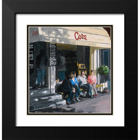 Cora Black Modern Wood Framed Art Print with Double Matting by Hofstra,HJ