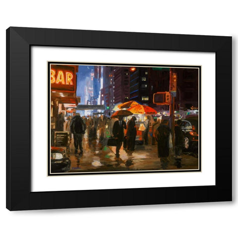 New York 6th avenue Black Modern Wood Framed Art Print with Double Matting by Hofstra,HJ