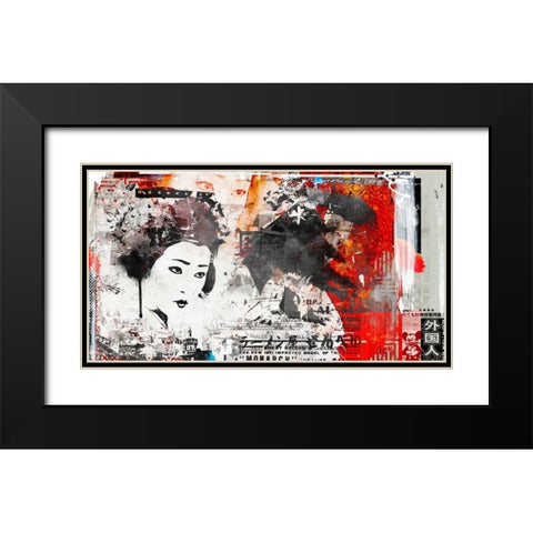 Monarc Geisha Black Modern Wood Framed Art Print with Double Matting by Albers, Teis